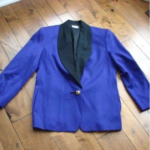 Vintage Blazer 80s Pure Virgin Wool Purple Black Blazer Jacket Liptons Size 12